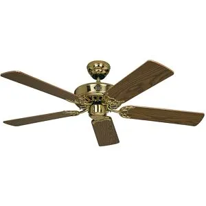 kaiserkraft Ventoinha de teto CLASSIC ROYAL, Ø da pá do rotor 1030 mm, carvalho antigo/latão polido