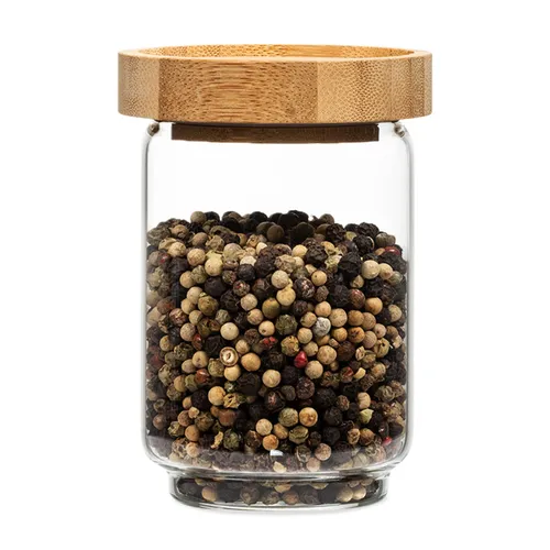 Klarstein Stapelglas mit Bambusdeckel 250 ml stapelbar luftdicht