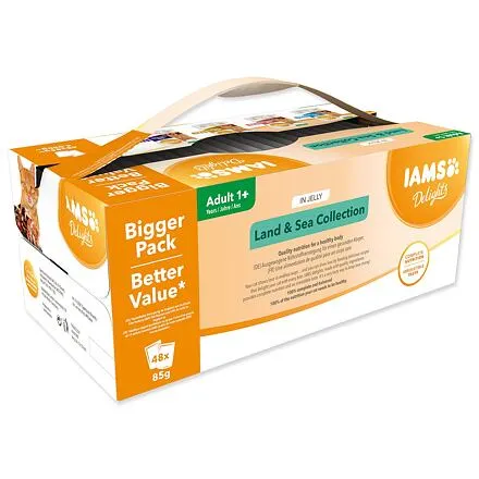 Kapsičky IAMS Delights morské a suchozem. mäso v želé multipack (48x85g) 4080 g