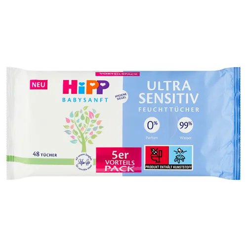 HiPP Babysanft Čistící vlhčené ubrousky ULTRA SENSITIV 5 x 48 ks