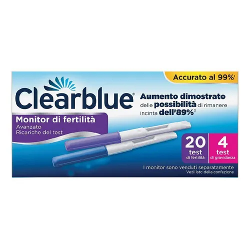 Clearblue Ricariche per Monitor di Fertilità 20 Test + 4 Gravidanza (Monitor non incluso) 1 pz