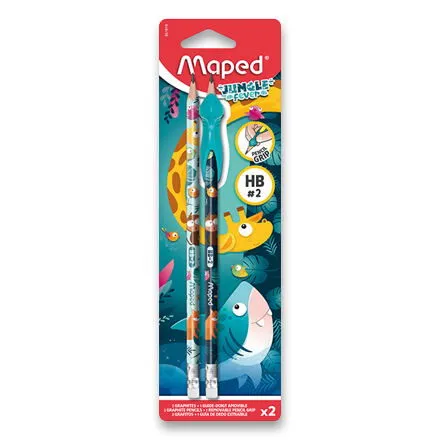 Maped Jungle Feber Ceruzka s gumou, 2ks+nástavec, BL