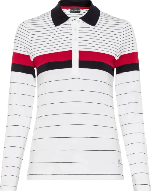 Golfino Autumn Club Striped LA Polo, weiß/rot