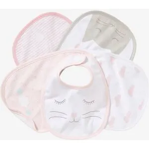 VERTBAUDET Lot de 5 bavoirs naissance lot chat rose