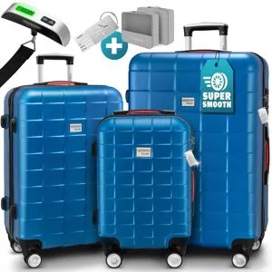 monzana® Hartschalenkoffer-Set Exopack 3-tlg Blau ABS Zubehör