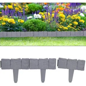 Deuba® Beeteinfassung 4er-Set Granitoptik 10m