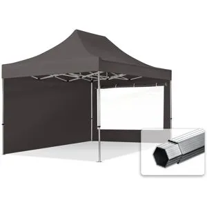 TOOLPORT 3x4,5 m snabbtält, Professional aluminium, med sidodelar (panoramafönster), mörkgrå - (600210)