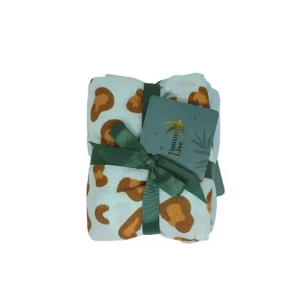Tommy Lise mušelínová plienka Blue Leopard Set (70x70cm)