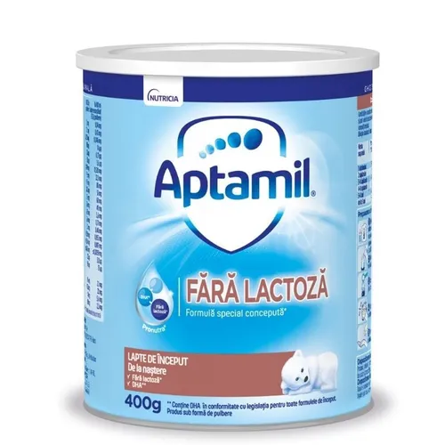 Lapte praf fara lactoza, +0 luni, 400 g, Aptamil