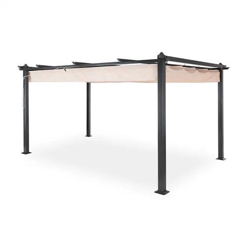 Blumfeldt Pantheon 3x4 Pergola Vordach 3x4m Aluminium Sonnendach Polyester