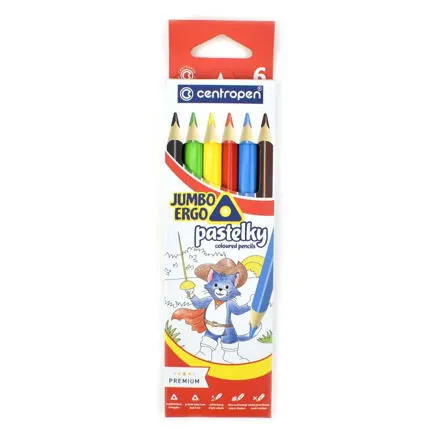 Trojuholníkové školské pastelky JUMBO, 6 farieb