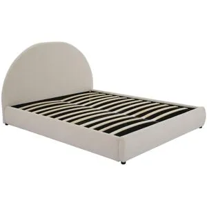 Vente-unique Bett mit Bettkasten - 160 x 200 cm - Bouclé-Stoff - Cremefarben - LIRIMO