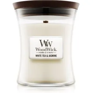 Woodwick White Tea & Jasmine vela perfumada com pavio de madeira 275 g. White Tea & Jasmine