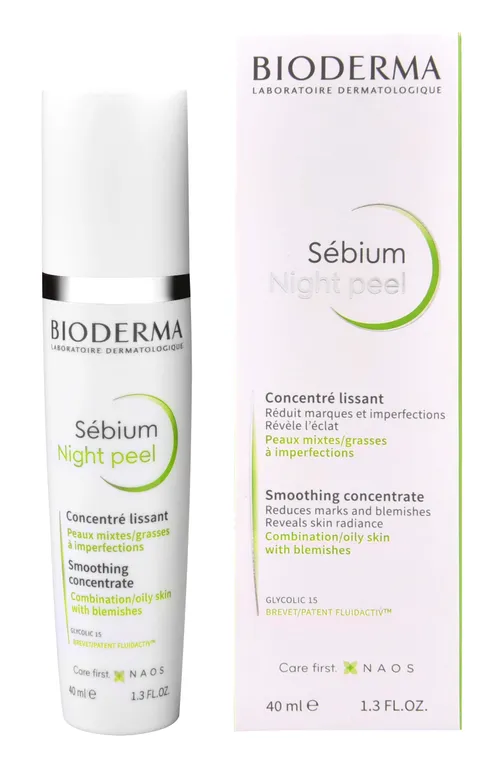 Bioderma Ser de noapte pentru piele cu efect de peeling (Sebium Night Peel Smoothing Concentrate ) 40 ml