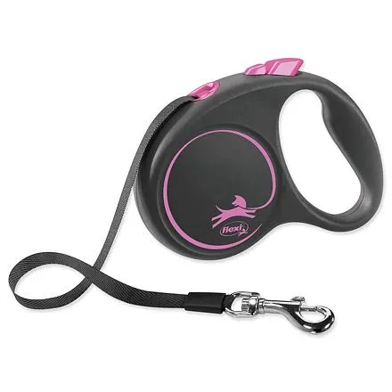 Vodítko FLEXI Black Design páska ružová S - 5 m 1 ks