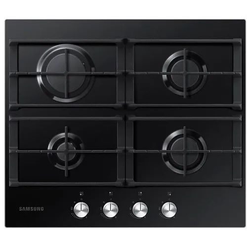 Plita incorporabila Samsung NA64H3000AK, Gaz, 4 arzatoare, Gratare de fonta, 60 cm, Sticla neagra