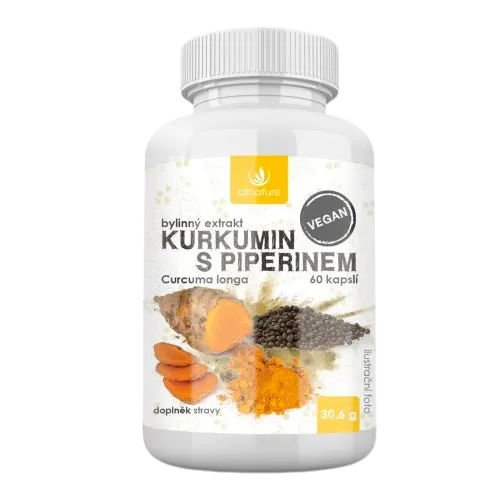 ALLNATURE Kurkumin s piperinem bylinný extrakt 60 kapsúl