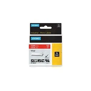 Dymo RHINO 1805416 fita branco sobre vermelho 12mm