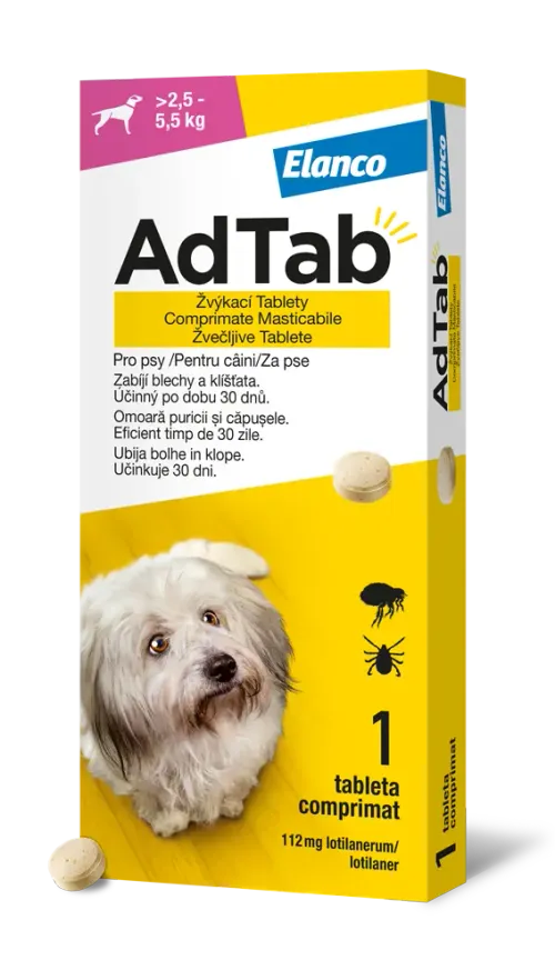 AdTab 112 mg žvýkací tablety pro psy 2,5-5,5 kg 1 tbl