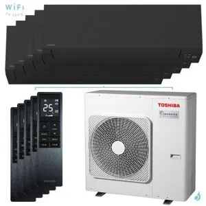Penta split Shorai Edge Noir RAS-5M34G3AVG-E 10kW Tailles 15 + 15 + 25 + 25 + 35 PAC air-air Toshiba (5 sorties)