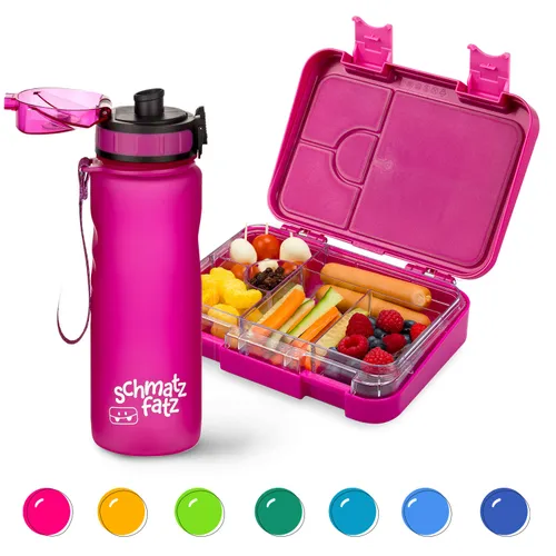Klarstein schmatzfatz Frühstücksset Lunchbox & Trinkflasche Tritan dicht BPA-frei