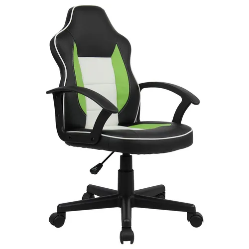Xora OTOČNÁ STOLIČKA PRE MLÁDEŽ, kožený vzhľad, zelená, čierna, biela