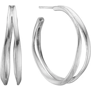 By Birdie Lotus Silver Creol Sterling Sølv Øreringe
