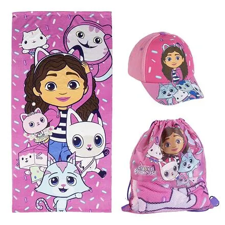 Cerdá Gabby's Dollhouse Súprava uterák, šiltovka a vrecko