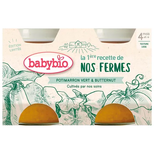 BABYBIO Príkrm zelená a maslová tekvica 2 x 130 g
