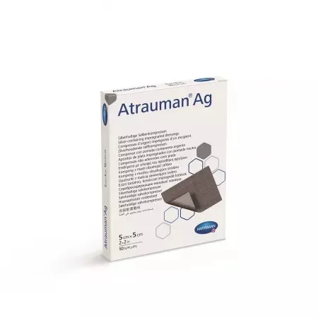 Pansament cu Argint Atrauman Ag 5 x 5 cm, 10 bucati – Hartmann