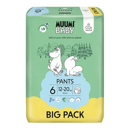 Muumi Baby Pants 6 Junior 12-20 kg (52 ks), nohavičkové eko plienky