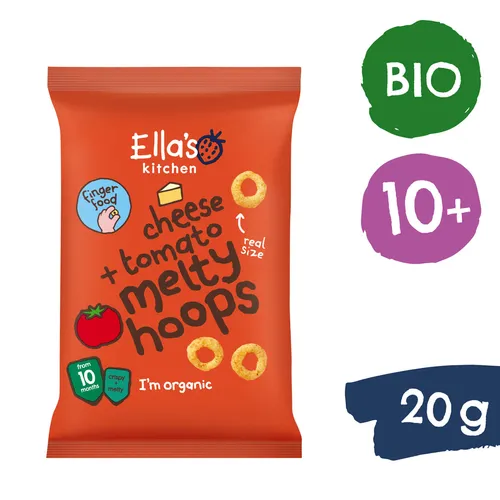 Ella's Kitchen BIO Chrumkavé krúžky so syrom a paradajkami