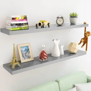 DEUBA Væghylde Svævehylde 50cm Højglans Grå + Beslag