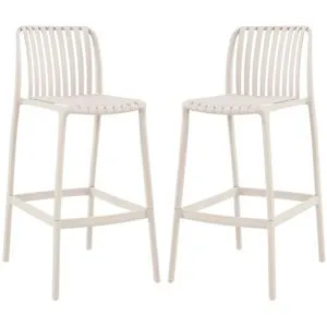 Vente-unique Conjunto de 2 cadeiras altas de jardim empilháveis em polipropileno bege - SESEH de MYLIA