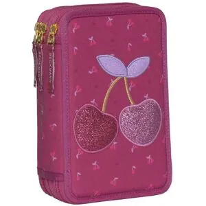 Beckmann trippelt pennal med innholdt, Cherry