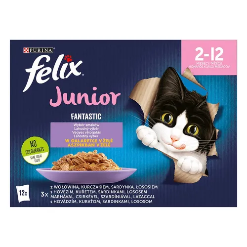 Purina Felix Fantastic Junior Lahodný Výběr v želé - mokré krmivo pro kočky 12 x 85 g