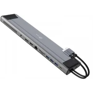 J5create Dual-Monitor Usb-C Dockningsstation M.2 Nvme Med 9 Portar - Grå