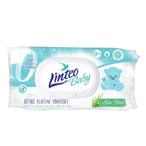 Linteo Baby Dětské vlhčené ubrousky s aloe vera, 80ks