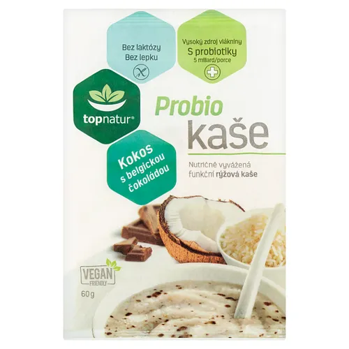 Topnatur Probio kaše kokos s belgickou čokoládou 60g
