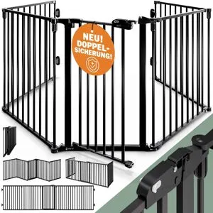 Casaria® Kaminschutzgitter Schwarz Stahl 306x76,5cm