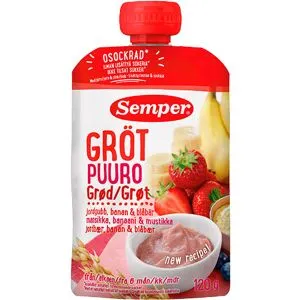 Semper Grøt med jordbær, banan og blåbær fra 6 mnd. - 120 g