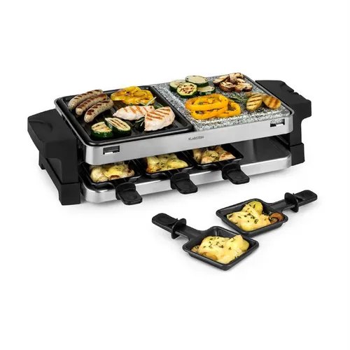 Klarstein Sirloin Raclette 1500W Aluminio/Piedra 8 personas Indicadores luminosos led