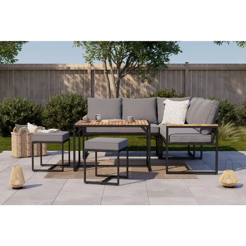Ambia Garden JÍDELNÍ TERASOVÁ SOUPRAVA dřevo, kov, textil