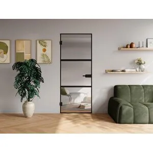 Vente-unique Porta reversível sem moldura em vidro temperado preto A204 x C73 cm - MASERU