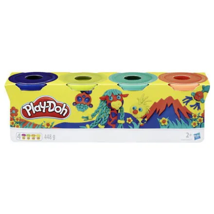 Play Doh 4 ks balenie téglikov - tmavo modrá, sv.zelená, zelená, oranžová