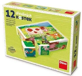 Dřevěné kostky Na farmě – 12 kostiček