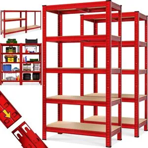 monzana® Schwerlastregal 2er-Set Rot 180x90x40cm 875kg