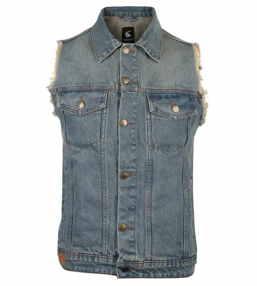 Herren Weste CAPRICORN ROCKWEAR - blue with frayed arms