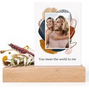 smartphoto Forex-Karten personalisiert im Holzaufsteller & Trockenblumen für den Lehrer oder Betreuer