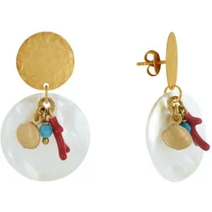 LES POULETTES BIJOUX Boucles d'Oreilles Clous Laiton Doré Océan